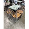 Image 2 : PUB TABLE WITH 3 BROWN AND A GREEN CHAIR