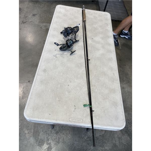 OMNI GRAPHITE 8FT 6 FLY ROD, 2 SPIN CAST REELS ONE IS SHAKESPEARE