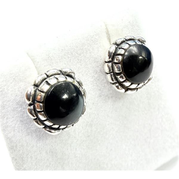 STERLING SILVER NATURAL BLACK ONYX EARRINGS, W/A $450.00.
