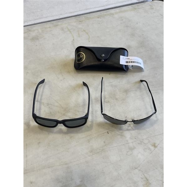 2 PAIRS OF RAYBAN POLARIZED SUNGLASSES WITH 1 CASE