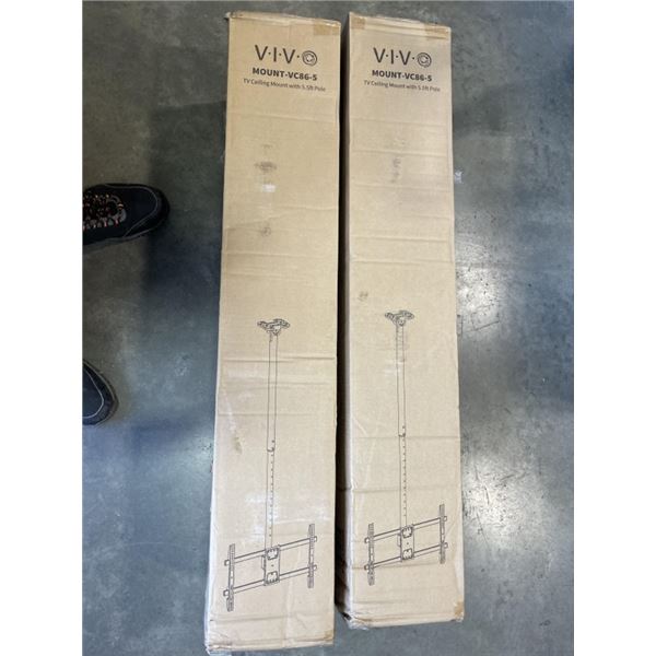 2 VIVO TV CEILING MOUNTS WITH 5.5 FOOT POLE