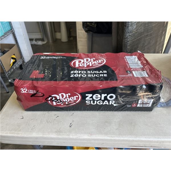 CASE OF 32 DOCTOR PEPPER ZERO SUGAR. A FEW CANS MAY BE MISSING