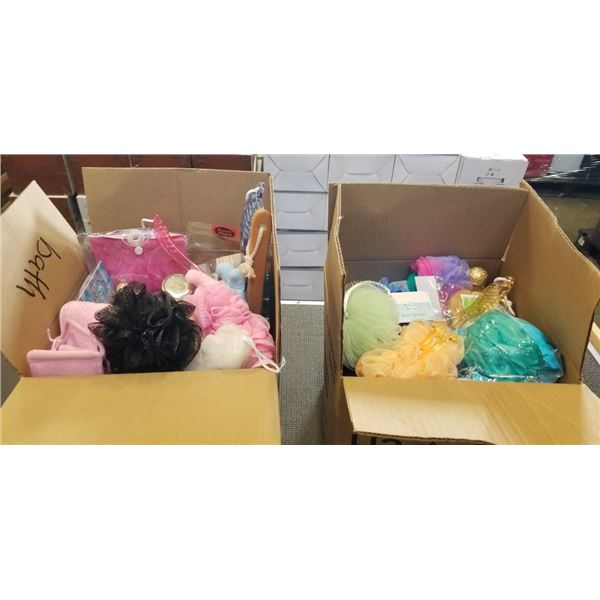 2 BOXES OF NEW BATH RELATED ITEMS