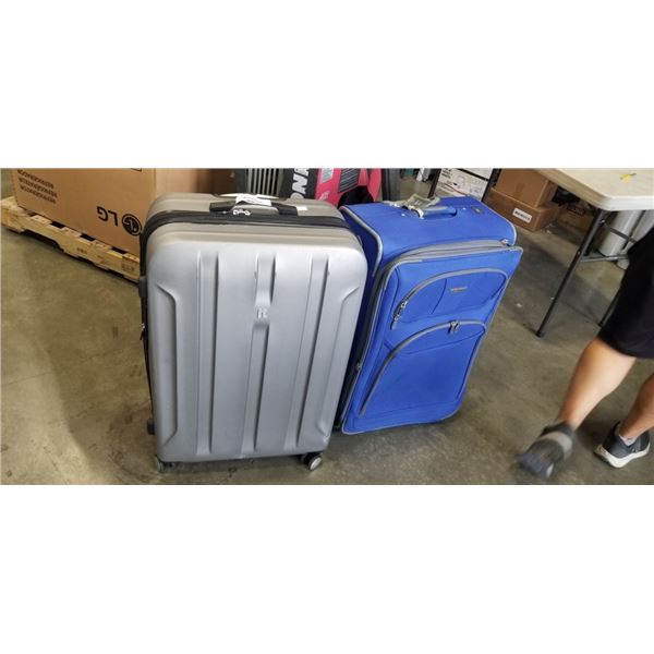 2 LARGE SUITCASES, ONE IS HARD SIDE