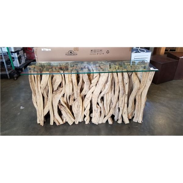 DRIFTWOOD HALL TABLE WITH GLASS TOP