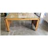 Image 4 : TEAK DOUBLE DROPSIDE PATIO TABLE WITH GLASS TOP
