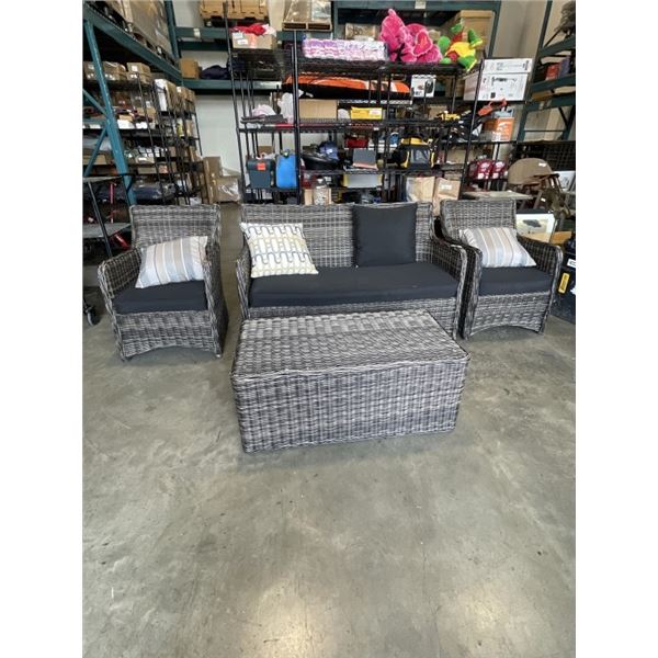 4 PIECE SOLID PATIO SET - 2 CHAIRS, LOVE SEAT, AND COFFEE TABLE