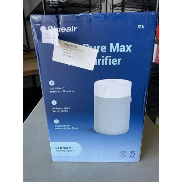 BLUEAIR BLUE PURE 511i MAX AIR PUFIFIER W/ HEPASILENT FILTER, 1138 SQ FT - TESTED WORKING, RETAIL $1