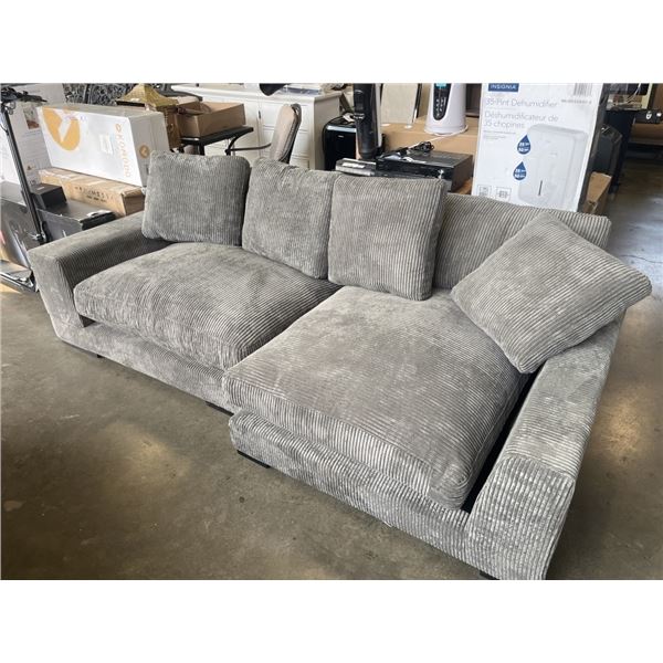 NEW MOES PLUNGE 2 PIECE SOFA, 2 LEFT MODULARS - CHARCOAL GREY