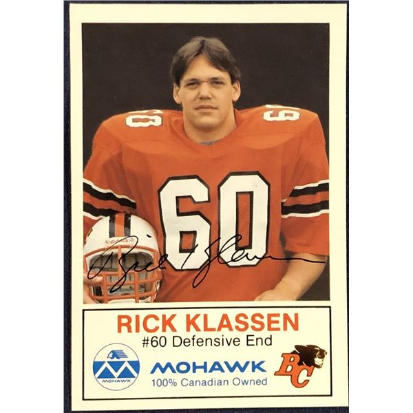 1983 MOHAWK GAS CFL RICK KLASSEN