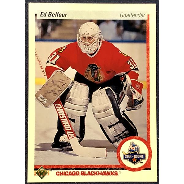 1990-91 UPPER DECK NHL ED BELFOUR (HOF) ROOKIE CARD