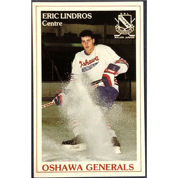 1989-90 OHL OSHAWA GENERALS POLICE CARD - ERIC LINDROS (HOF)