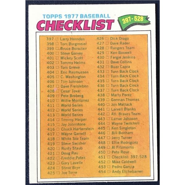1977 TOPPS CHECKLIST