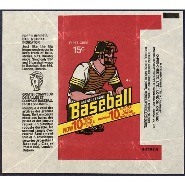 1978 O-PEE-CHEE BASEBALL WRAPPER