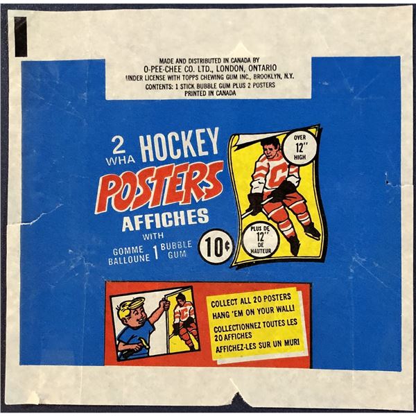 1973-74 O-PEE-CHEE WHA HOCKEY POSTERS WRAPPER