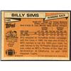 Image 2 : 1981 TOPPS NFL BILLY SIMS (HOF) ROOKIE CARD