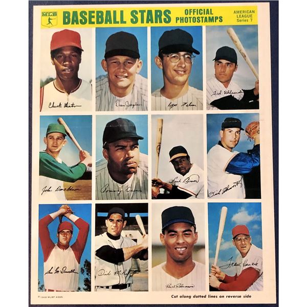 1969 MLB BASEBALL STARS PHOTO STAMPS A.L. SERIES 7