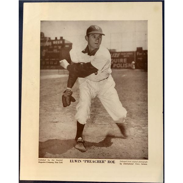 1950's BASEBALL MAGAZINE POSTER - PREACHER ROE (HOF)