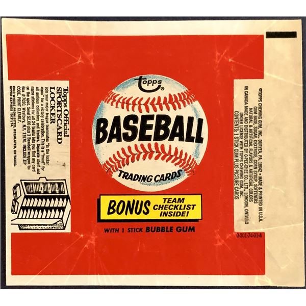 1974 TOPPS BASEBALL WRAPPER