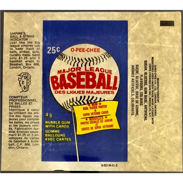 1983 O-PEE-CHEE BASEBALL WRAPPER