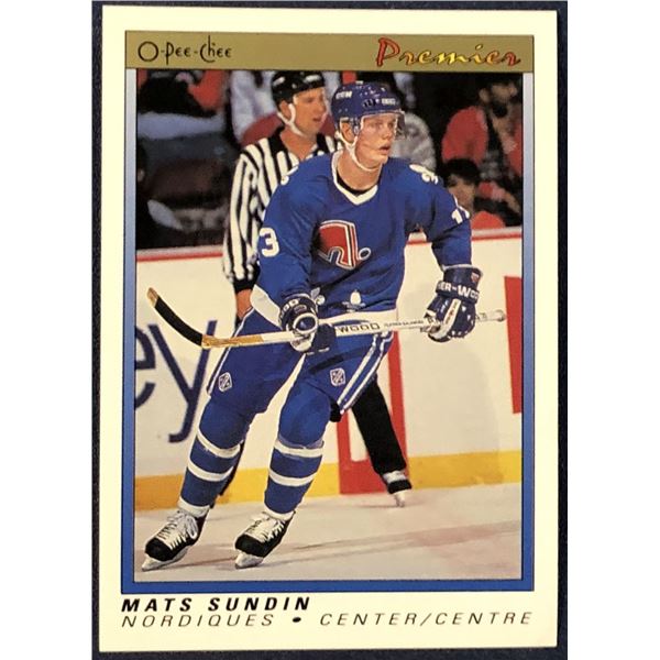 1990-91 O-PEE-CHEE PREMIER NHL MATS SUNDIN (HOF) ROOKIE CARD