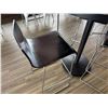 Image 3 : Round Table on Pedestal Base 36" Dia, 44"H & 3 Barstools w/ Curved Molded Seat & Wire Sled Base 16" 