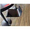 Image 5 : Round Table on Pedestal Base 36" Dia, 44"H & 3 Barstools w/ Curved Molded Seat & Wire Sled Base 16" 