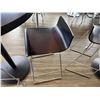 Image 3 : Round Table on Pedestal Base 36" Dia, 44"H & 3 Barstools w/ Curved Molded Seat & Wire Sled Base 16" 