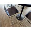 Image 5 : Round Table on Pedestal Base 36" Dia, 44"H & 3 Barstools w/ Curved Molded Seat & Wire Sled Base 16" 