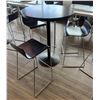 Image 1 : Round Table on Pedestal Base 36" Dia, 44"H & 3 Barstools w/ Curved Molded Seat & Wire Sled Base 16" 