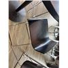 Image 2 : Round Table on Pedestal Base 36" Dia, 44"H & 3 Barstools w/ Curved Molded Seat & Wire Sled Base 16" 