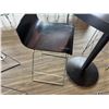 Image 4 : Round Table on Pedestal Base 36" Dia, 44"H & 3 Barstools w/ Curved Molded Seat & Wire Sled Base 16" 