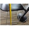 Image 8 : Round Table on Pedestal Base 36" Dia, 44"H & 3 Barstools w/ Curved Molded Seat & Wire Sled Base 16" 