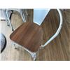 Image 15 : Qty 2 Rectangular Tables 48" (each) x 30" w/ Bench Seat 82"L & 3 Metal Chairs 14.5" x 37"H