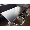 Image 3 : Qty 2 Rectangular Tables 48" (each) x 30" w/ Bench Seat 82"L & 3 Metal Chairs 14.5" x 37"H