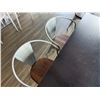 Image 10 : Qty 4 Rectangular Tables 48" (each) x 30" x 30"H w/ 2 Bench Seats & 8 Metal Chairs 14.5" x 37"H