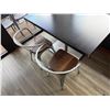 Image 12 : Qty 4 Rectangular Tables 48" (each) x 30" x 30"H w/ 2 Bench Seats & 8 Metal Chairs 14.5" x 37"H
