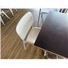 Image 3 : Square Table on Pedestal Base 28" x 30"  w/ 2 White Chairs 16.5" x 16" x 31"H