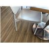 Image 4 : Square Table on Pedestal Base 28" x 30"  w/ 2 White Chairs 16.5" x 16" x 31"H