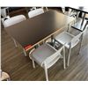 Image 1 : Rectangular Table on Pedestal Base 48" x 30" w/ 4 White Chairs 16.5" x 16" x 31"H