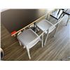Image 2 : Rectangular Table on Pedestal Base 48" x 30" w/ 4 White Chairs 16.5" x 16" x 31"H