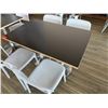 Image 3 : Rectangular Table on Pedestal Base 48" x 30" w/ 4 White Chairs 16.5" x 16" x 31"H
