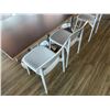 Image 4 : Rectangular Table on Pedestal Base 48" x 30" w/ 4 White Chairs 16.5" x 16" x 31"H