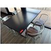 Image 1 : Rectangular Table on Pedestal Base 48" x 30" w/ 4 Metal Chairs 16.5" x 16" x 31"H