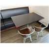 Image 1 : Rectangular Table on Pedestal Base 48" x 30" w/ Bench Seat & 2 Metal Chairs 16.5" x 16" x 31"H