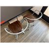 Image 2 : Rectangular Table on Pedestal Base 48" x 30" w/ Bench Seat & 2 Metal Chairs 16.5" x 16" x 31"H