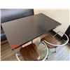 Image 3 : Rectangular Table on Pedestal Base 48" x 30" w/ Bench Seat & 2 Metal Chairs 16.5" x 16" x 31"H