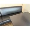 Image 4 : Rectangular Table on Pedestal Base 48" x 30" w/ Bench Seat & 2 Metal Chairs 16.5" x 16" x 31"H