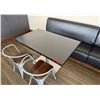 Image 1 : Rectangular Table on Pedestal Base 48" x 30" w/ Bench Seat & 2 Metal Chairs 16.5" x 16" x 31"H