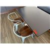 Image 4 : Rectangular Table on Pedestal Base 48" x 30" w/ Bench Seat & 2 Metal Chairs 16.5" x 16" x 31"H